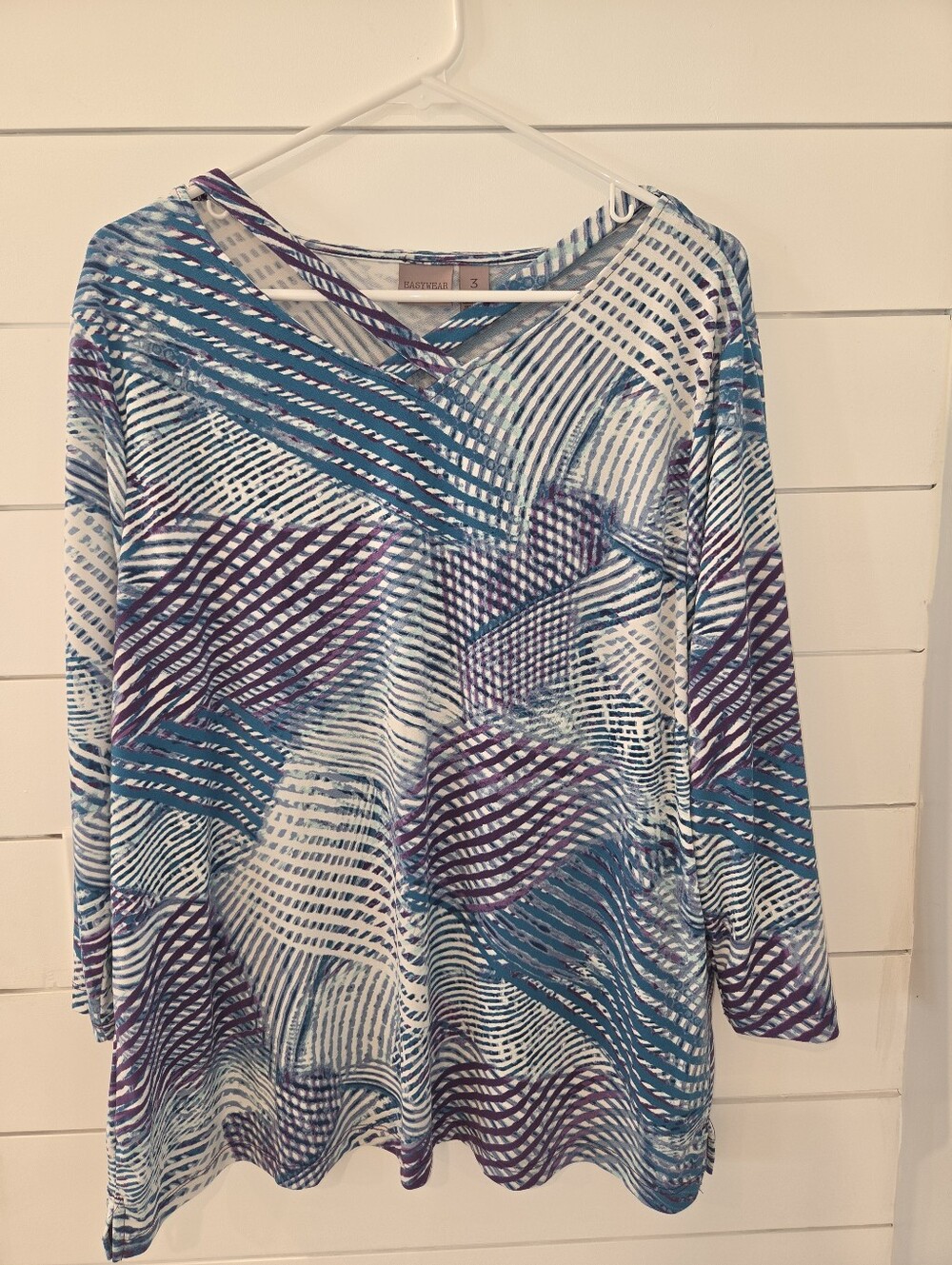 Chico's Easy Wear Women’s Long Sleeve Top - Blue & Purple